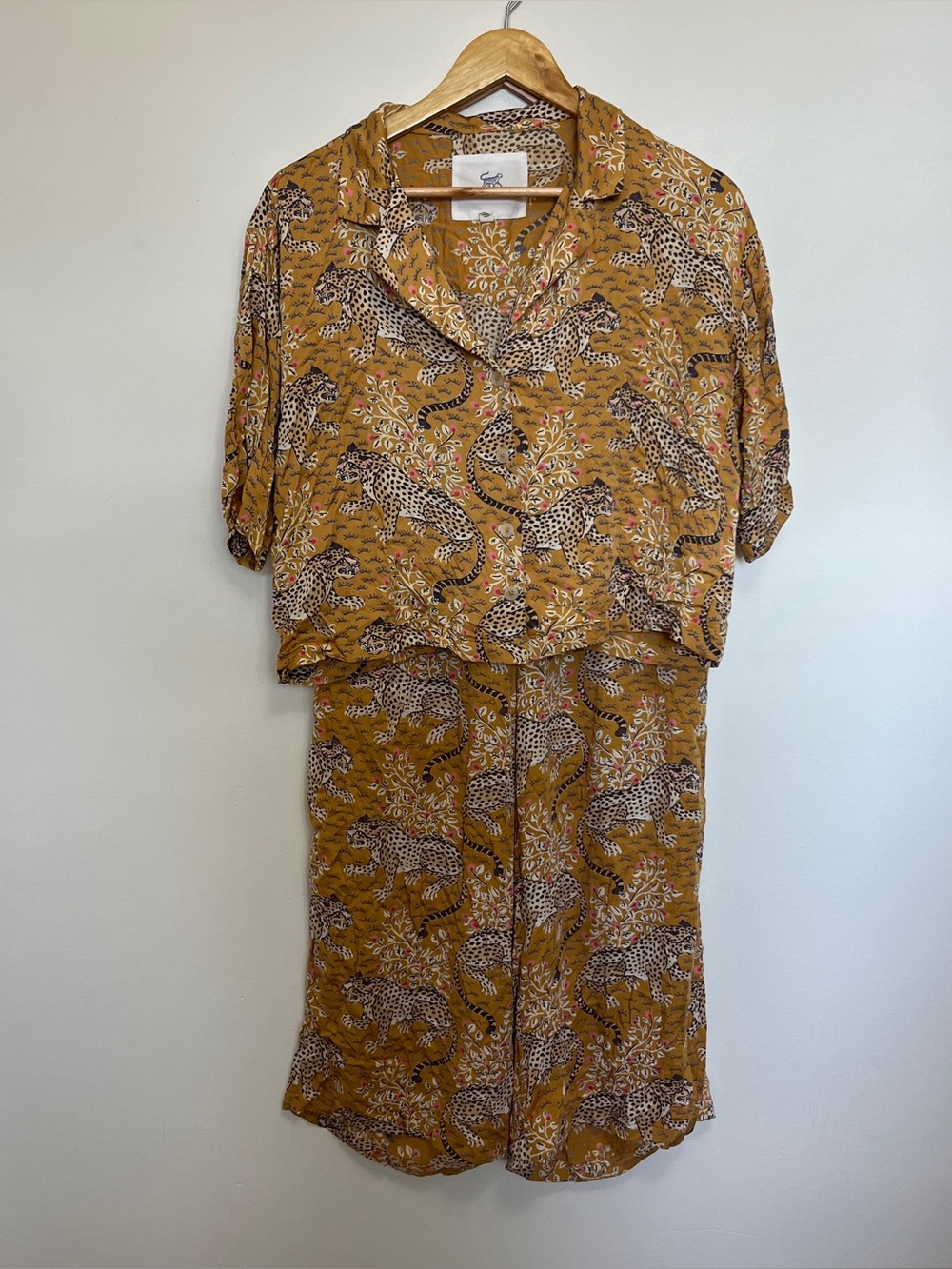 Printfresh Bagheera Leopard Yellow Pant & Short Sleeve Top PJ Set XXS